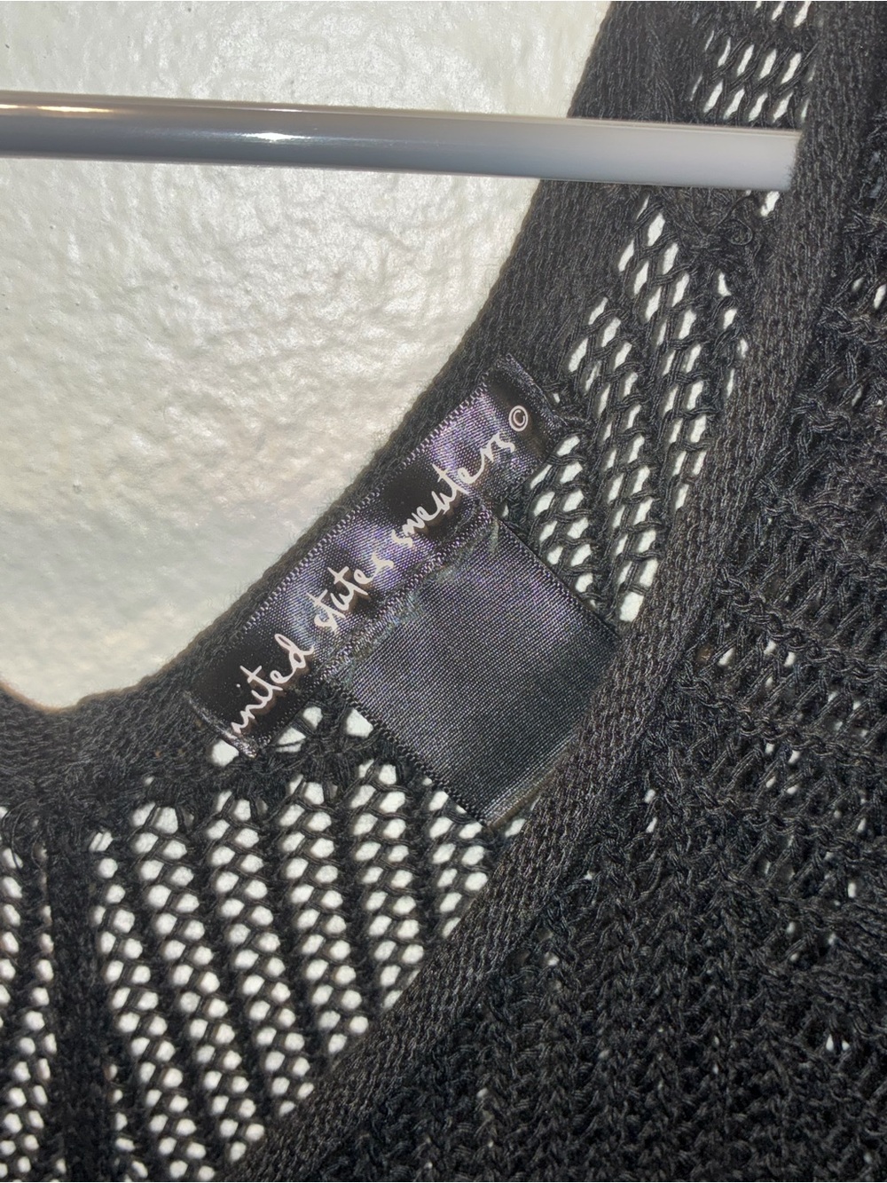 united states sweaters Black Open-Weave Scoop Neck Sweater